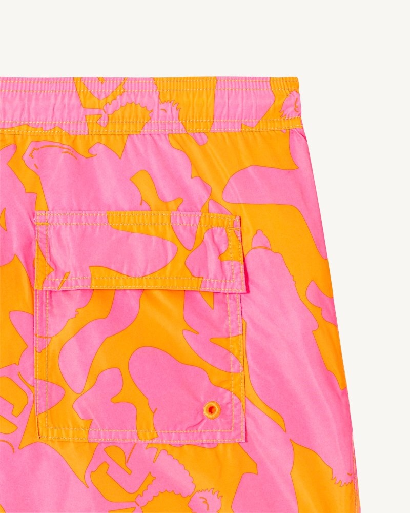 Swim Shorts ανδρικα JOTT Intense Pink/Apricot Biarritz Camo σκούρο μπλε | PLU-0624