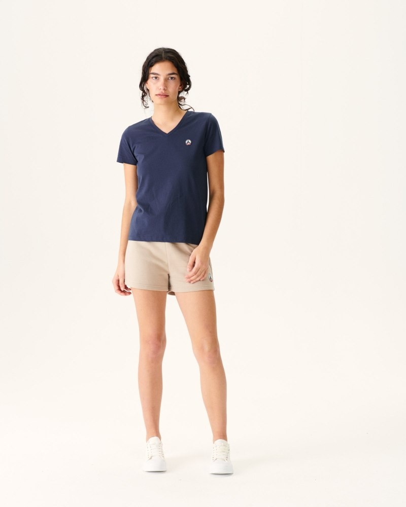 μπλουζακια γυναικεια JOTT Cancun Plain V-neck Organic βαμβακερα σκουρο μπλε | TTK-4130